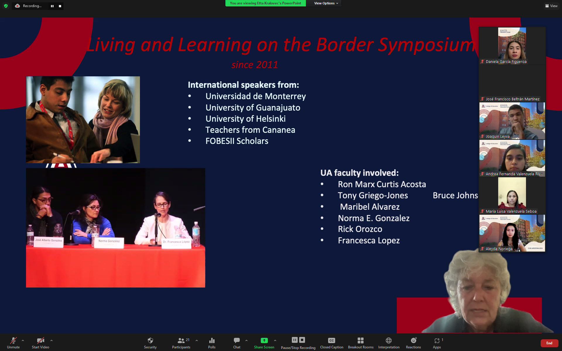 Dr. Etta Kravlovec presenting in zoom